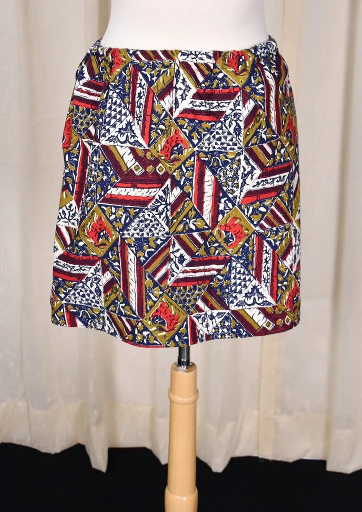 1960s Vintage Tiki Inspired Mini Skirt by Brattle Square