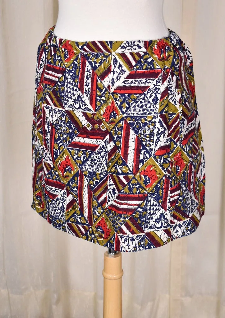 1960s Vintage Tiki Inspired Mini Skirt by Brattle Square