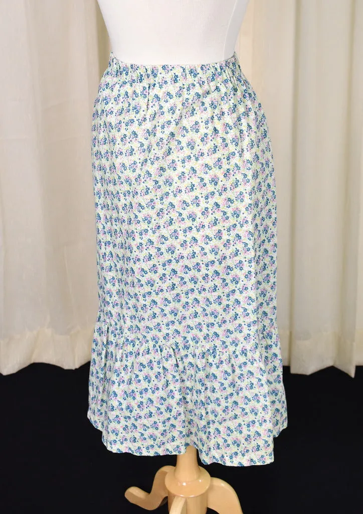 1970s Vintage Floral Prairie Skirt