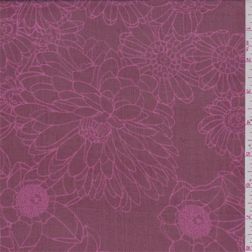 3 YD PC-Berry/Pink Floral Sketch Silk Chiffon Fabric