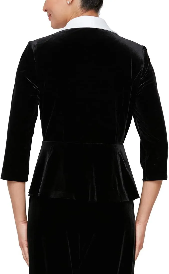 Alex Evenings Velvet Blouse with Modified Peplum