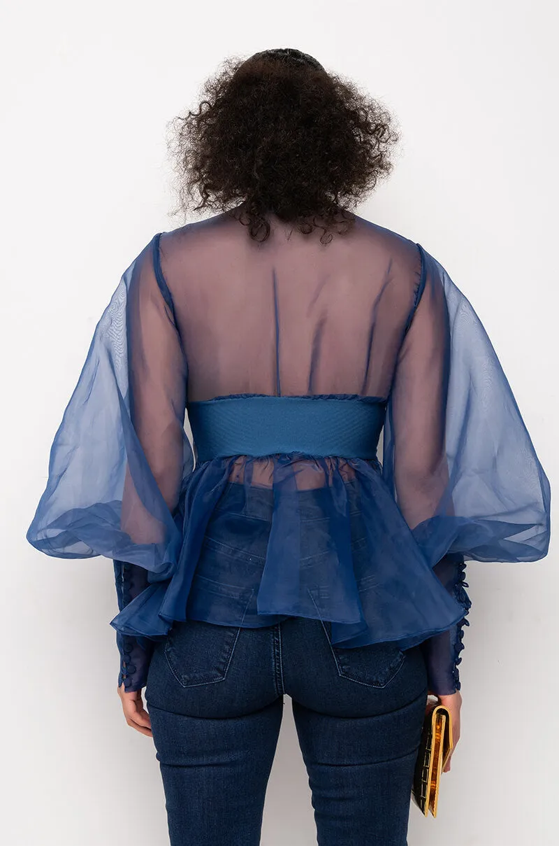 AMBROSIA PEPLUM ORGANZA BLOUSE