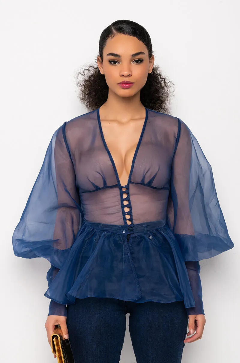 AMBROSIA PEPLUM ORGANZA BLOUSE