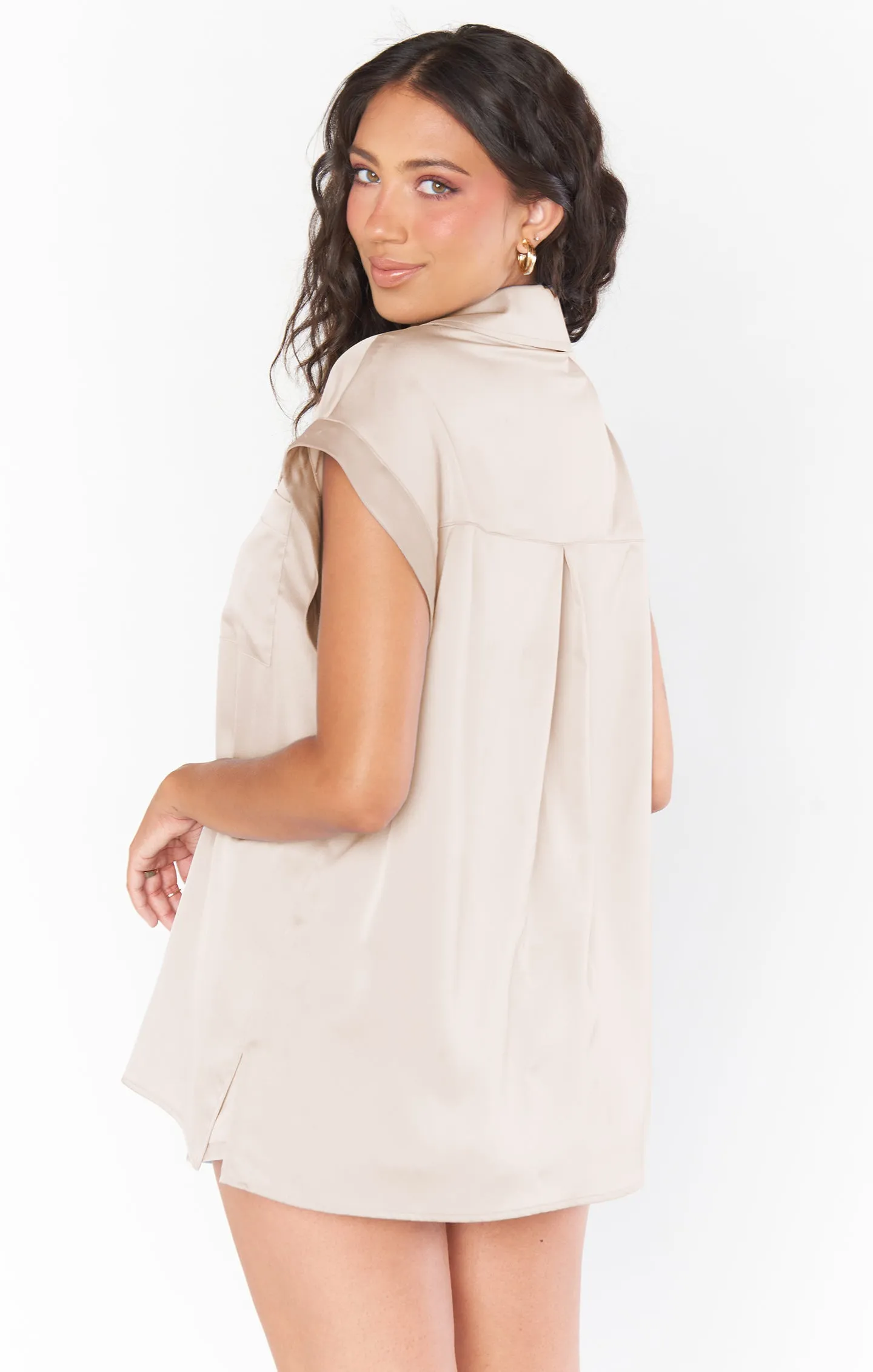 Best Day Button Up ~ Champagne Luxe Satin