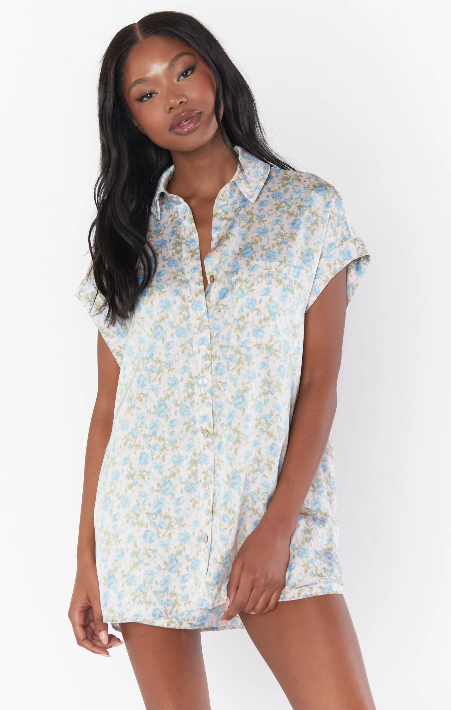 Best Day Button Up ~ Charming Rose Luxe Satin