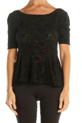 Black Lace Peplum Top