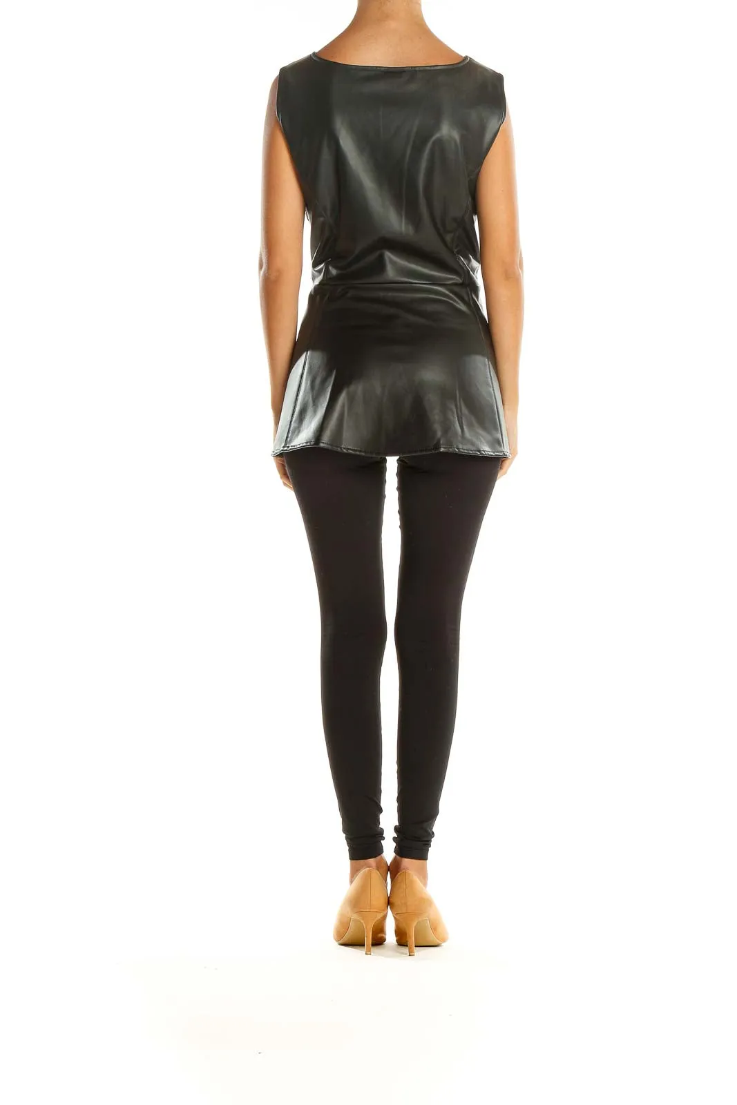 Black Pleather Peplum Punk Top