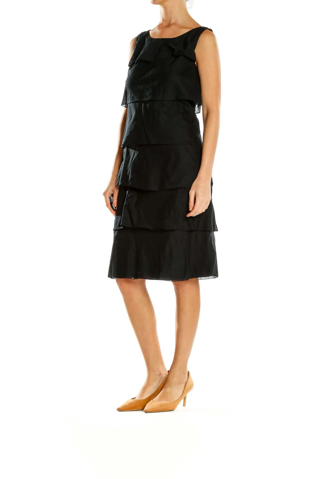 Black Tiered Sleeveless Cocktail Dress