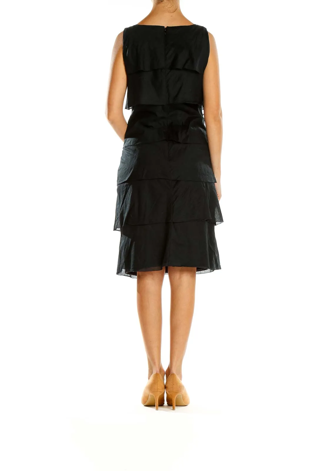 Black Tiered Sleeveless Cocktail Dress