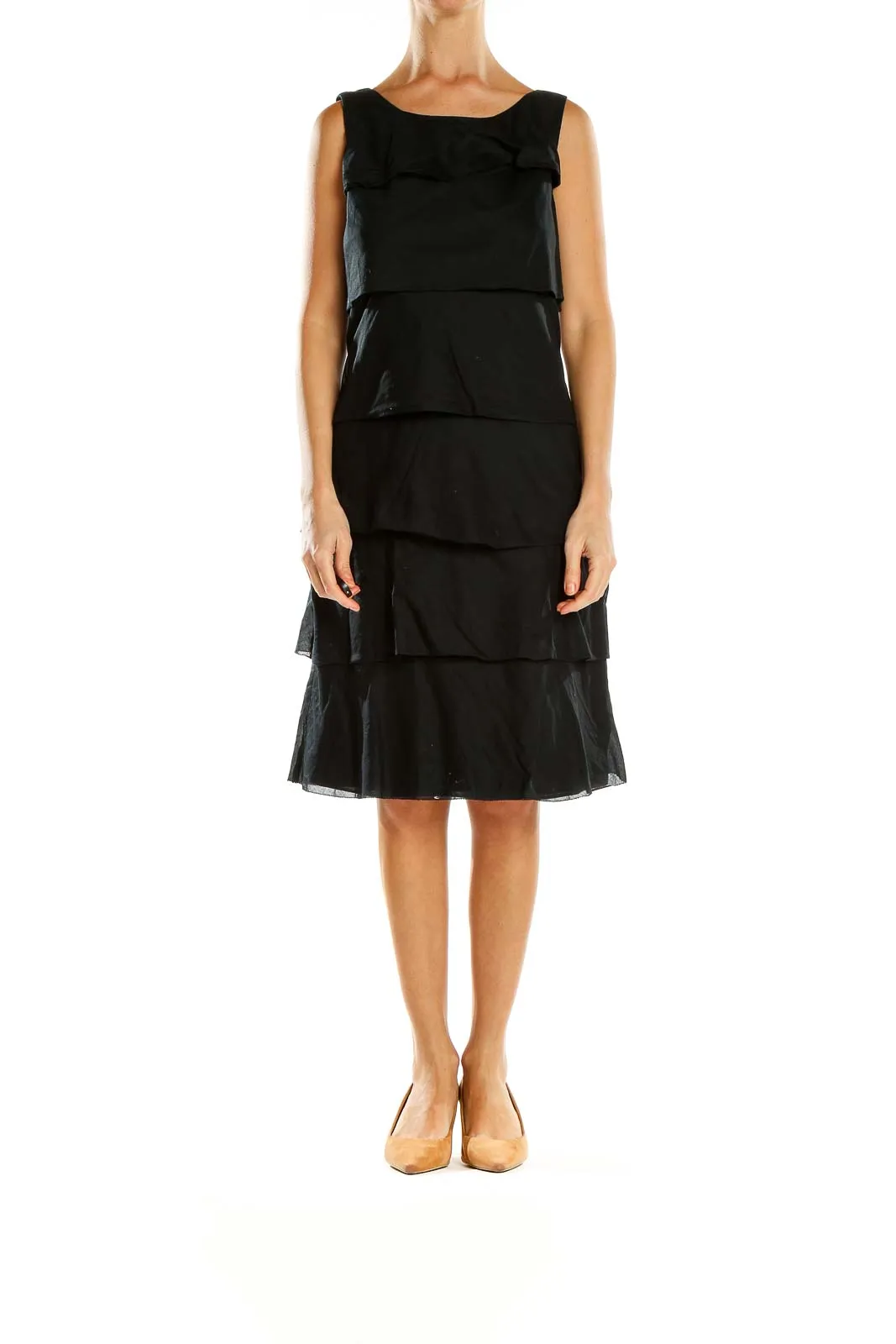 Black Tiered Sleeveless Cocktail Dress