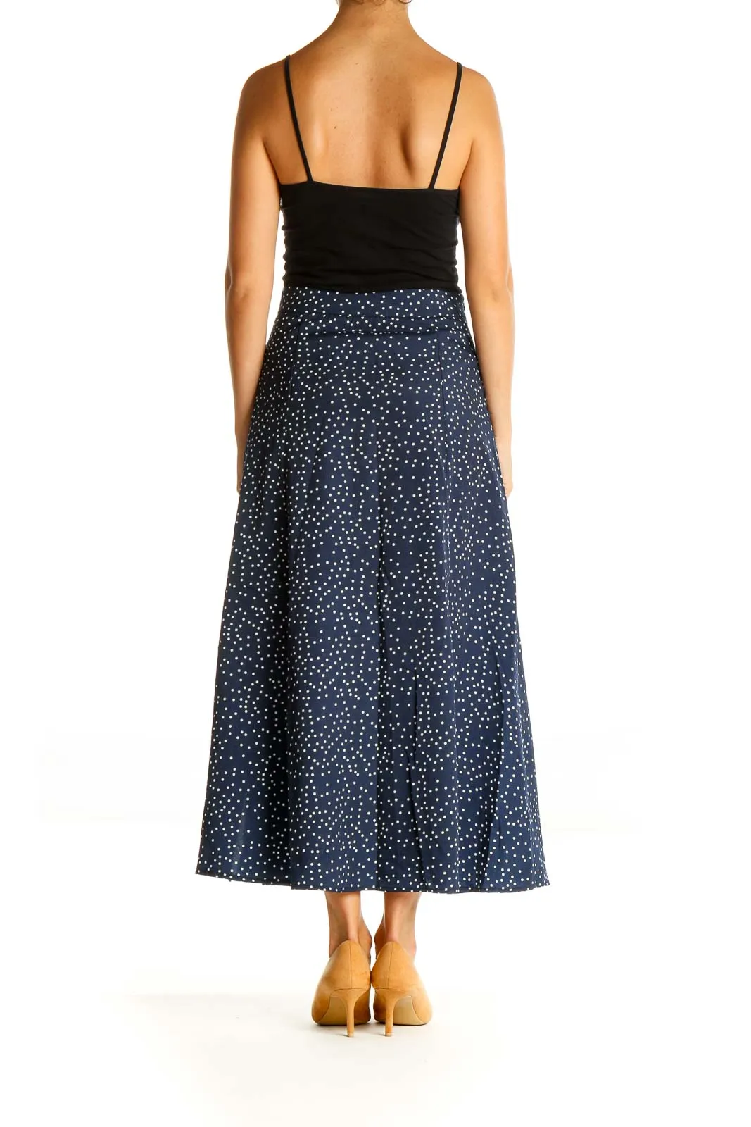 Blue Polka Dot Bohemian A-Line Skirt