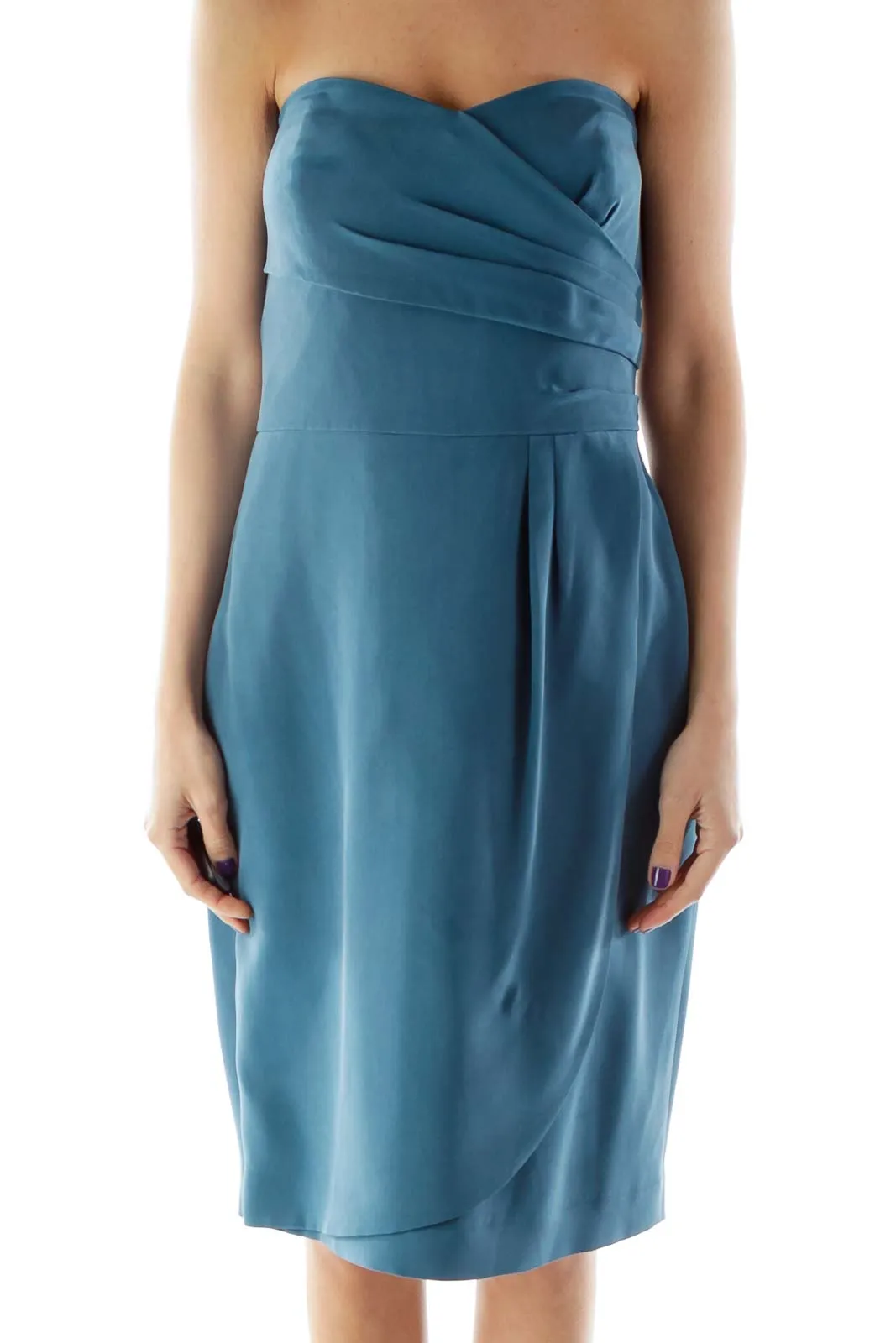 Blue Strapless Cocktail Dress