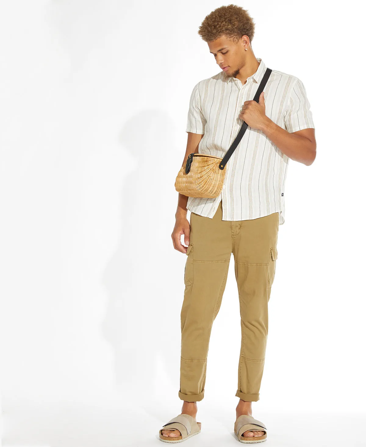 Calico Short Sleeve Shirt (White/Khaki)