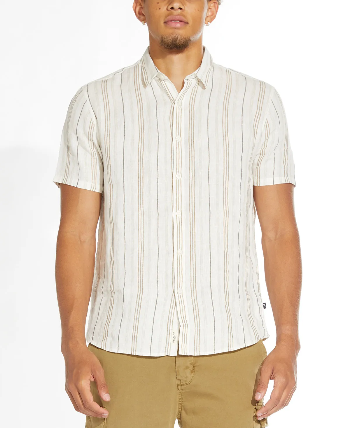 Calico Short Sleeve Shirt (White/Khaki)