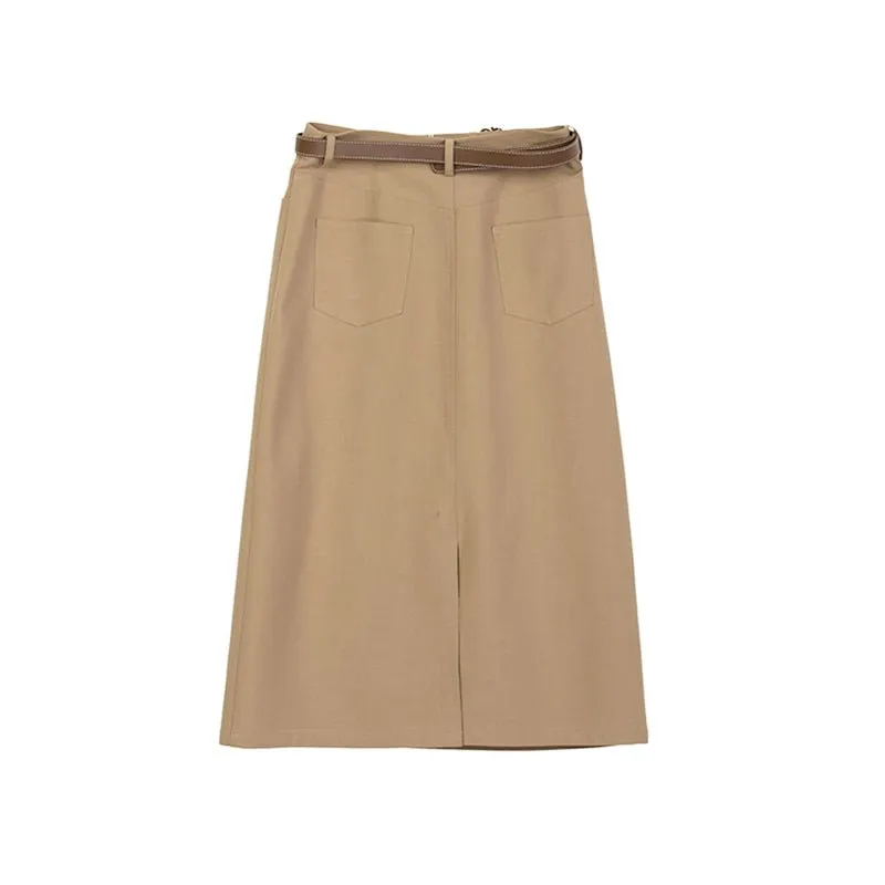 Camel A-line Midi Skirts