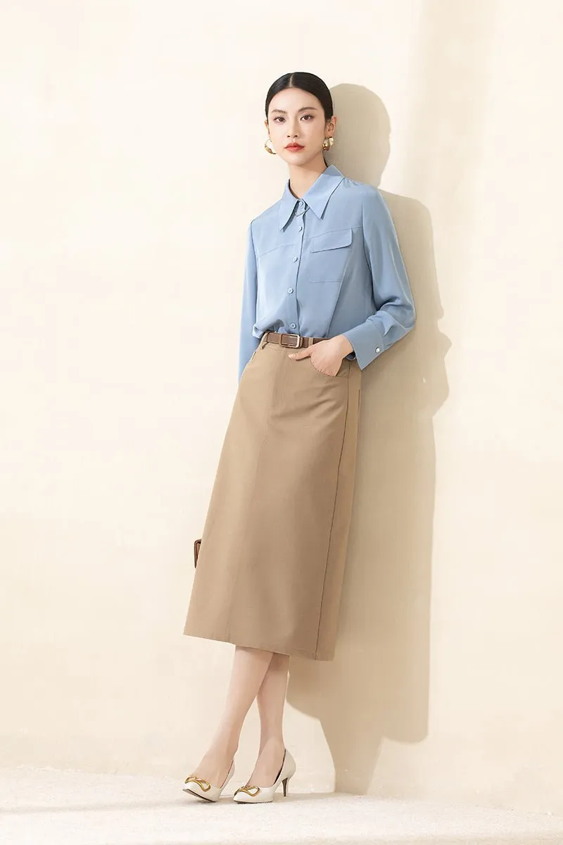 Camel A-line Midi Skirts