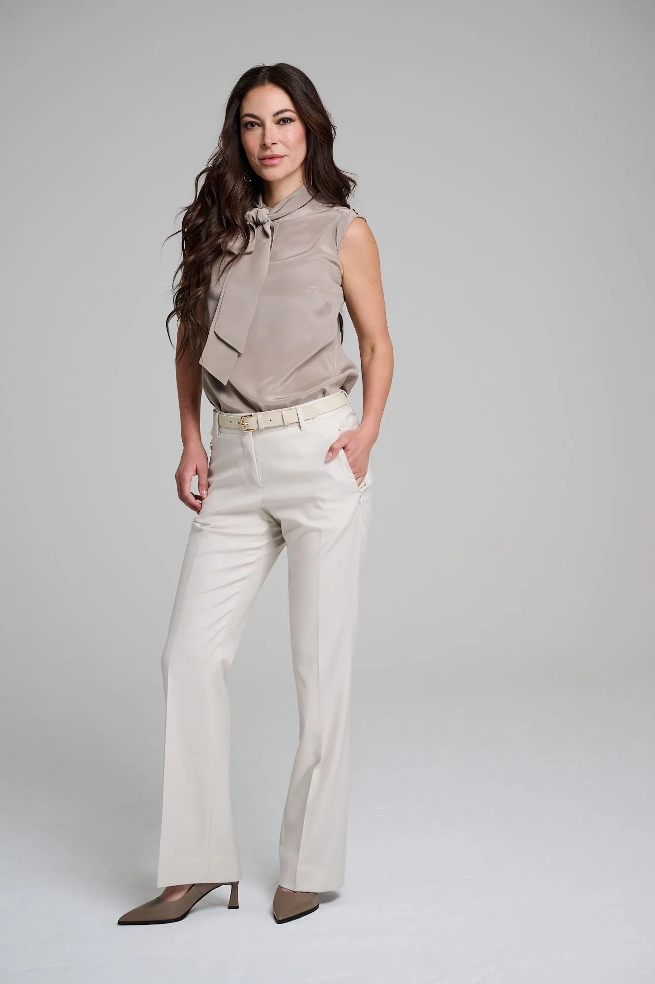 Cap Sleeve Blouse - Crepe de Chine - Milano Taupe