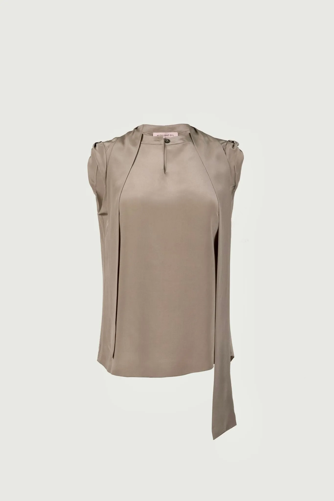 Cap Sleeve Blouse - Crepe de Chine - Milano Taupe