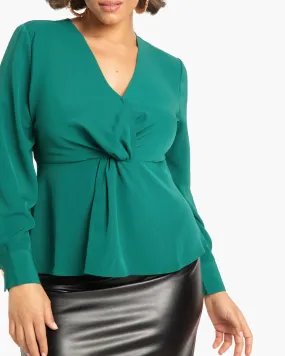 Carrie Twist-Front Peplum Top | EVERGREEN