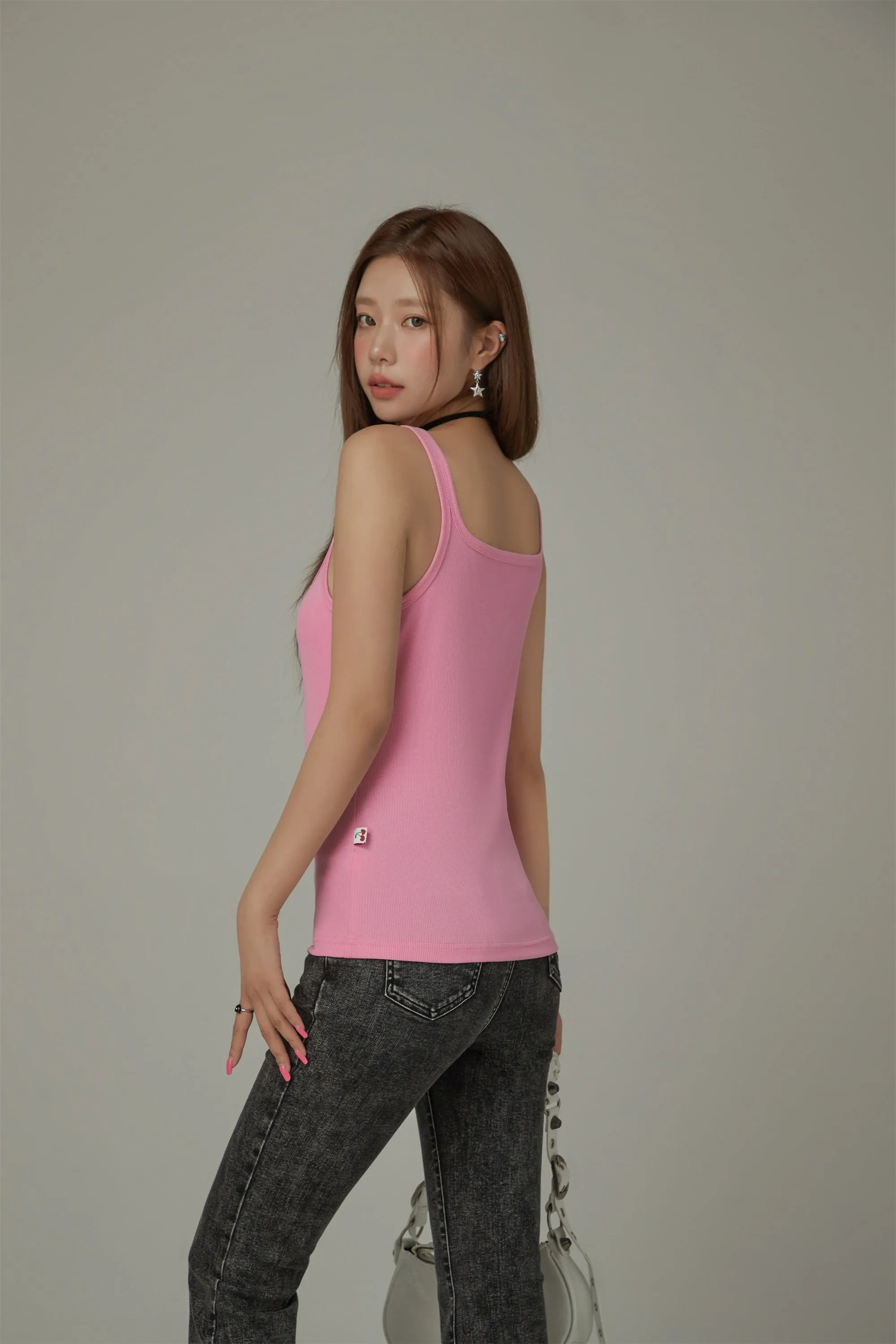 Color Button Sleeveless Tank Top