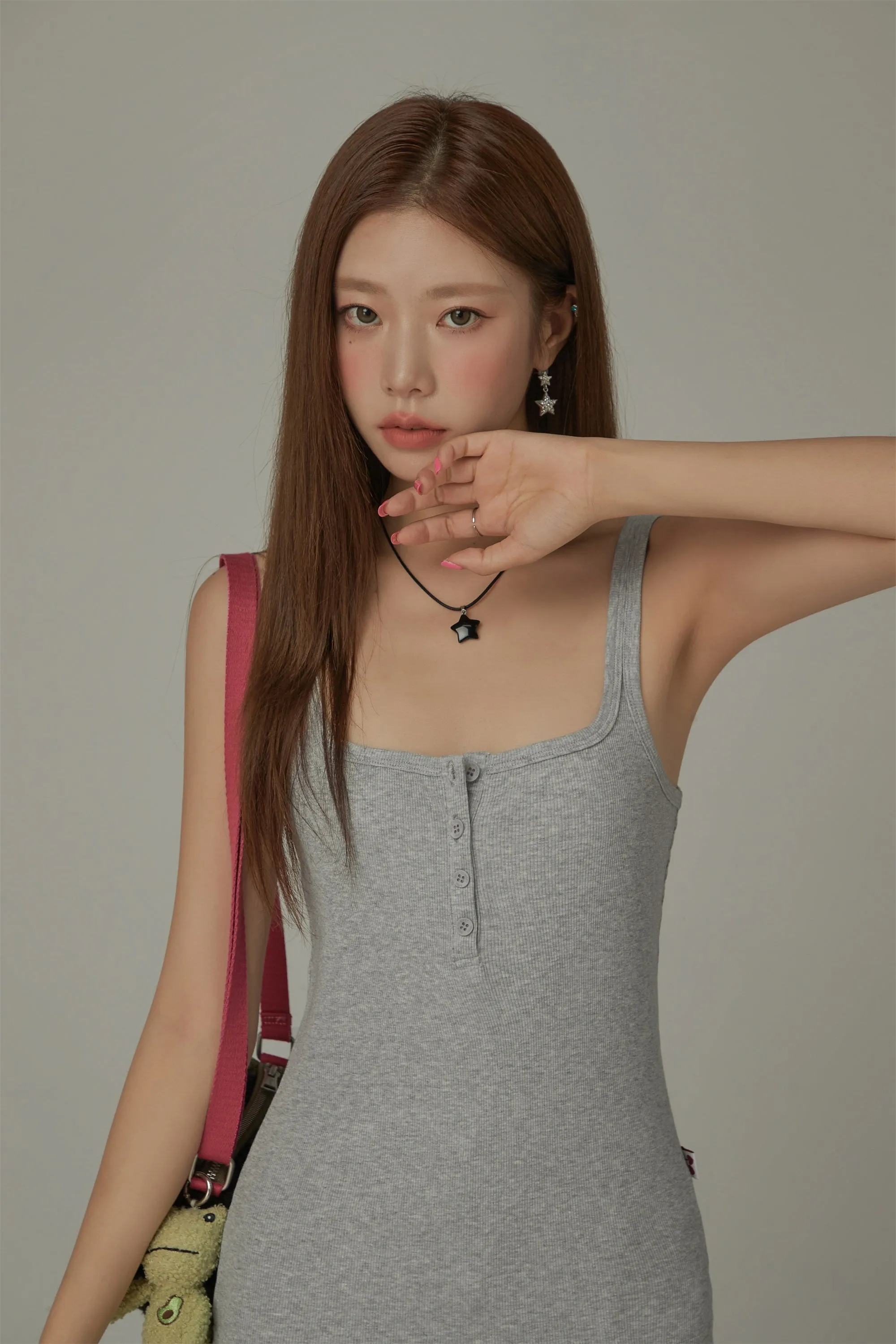 Color Button Sleeveless Tank Top