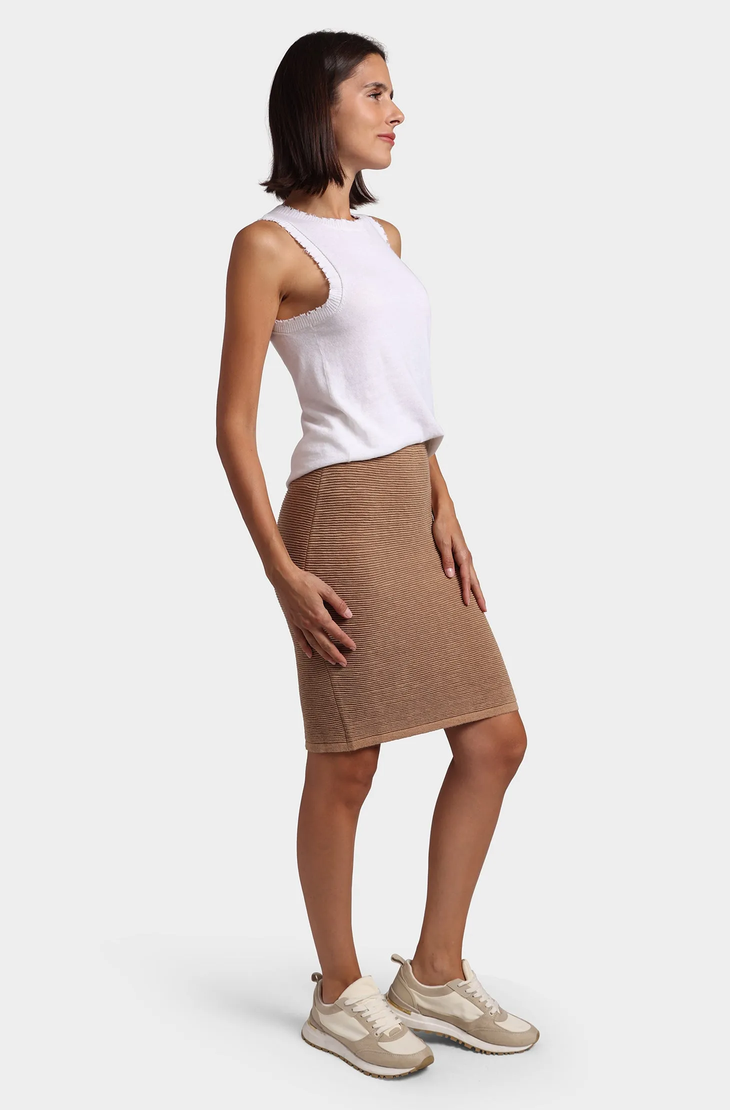 Cotton Cashmere Ottoman Pencil Skirt