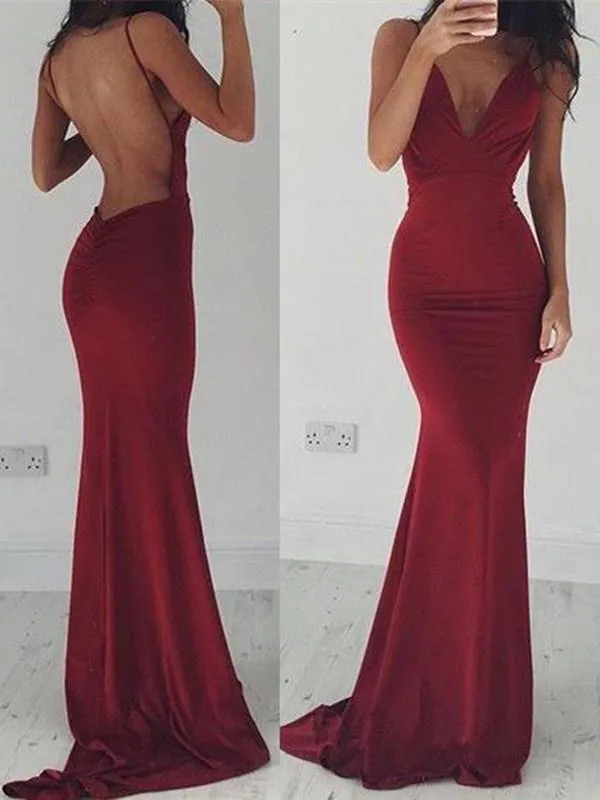 Cute backless long evening dress