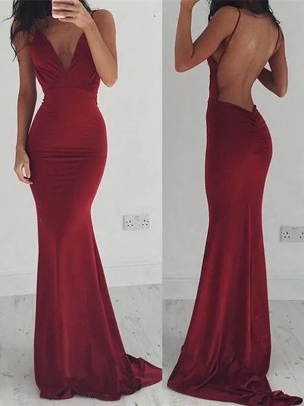 Cute backless long evening dress