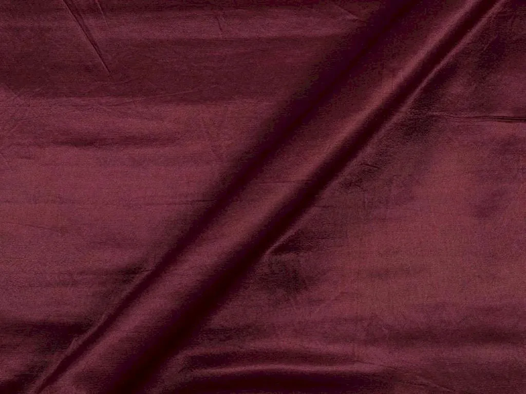 Dark Maroon Plain Viscose Gaji Silk Fabric (Wholesale)