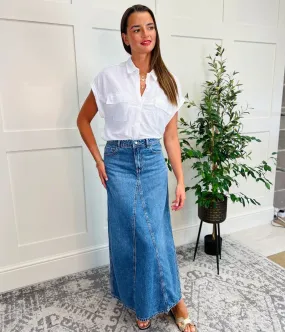 Denim A line Maxi Skirt