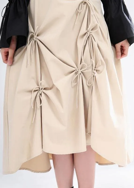 DIY Beige High Waist A Line Skirt Summer