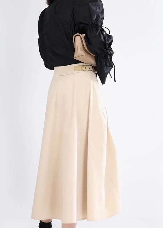 DIY Beige High Waist A Line Skirt Summer