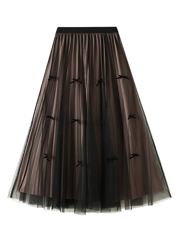 Double-faced Bow Gauze Skirt