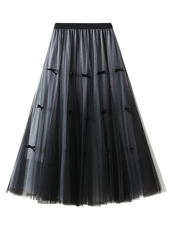 Double-faced Bow Gauze Skirt