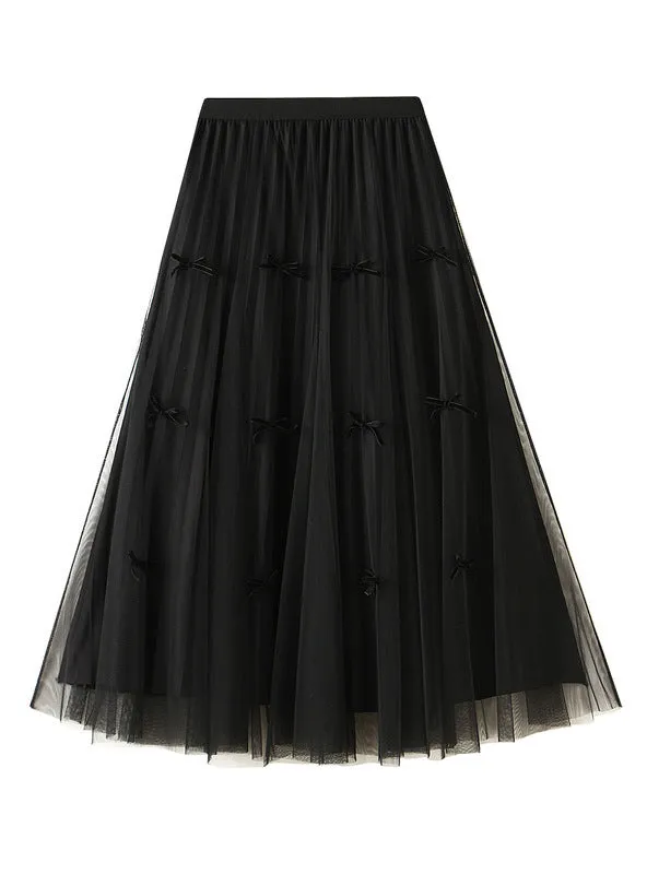 Double-faced Bow Gauze Skirt