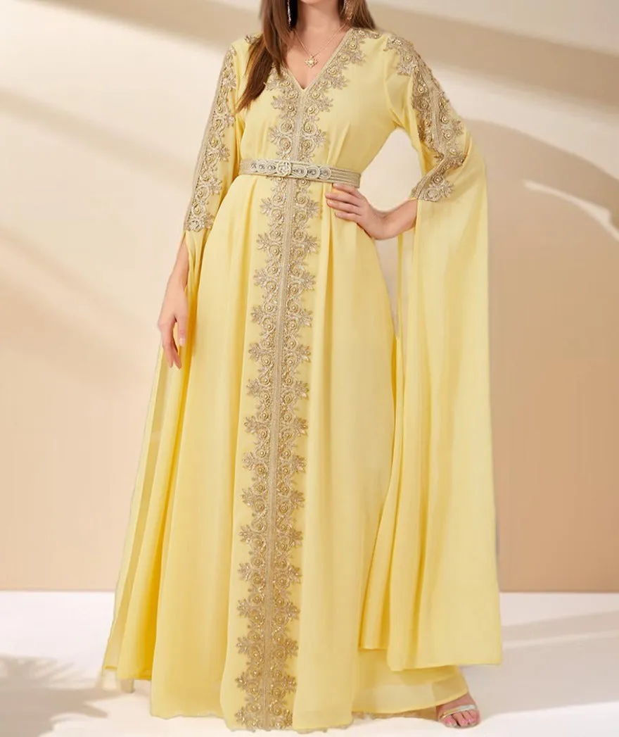 Dubai Style Kaftan with Detachable Belt