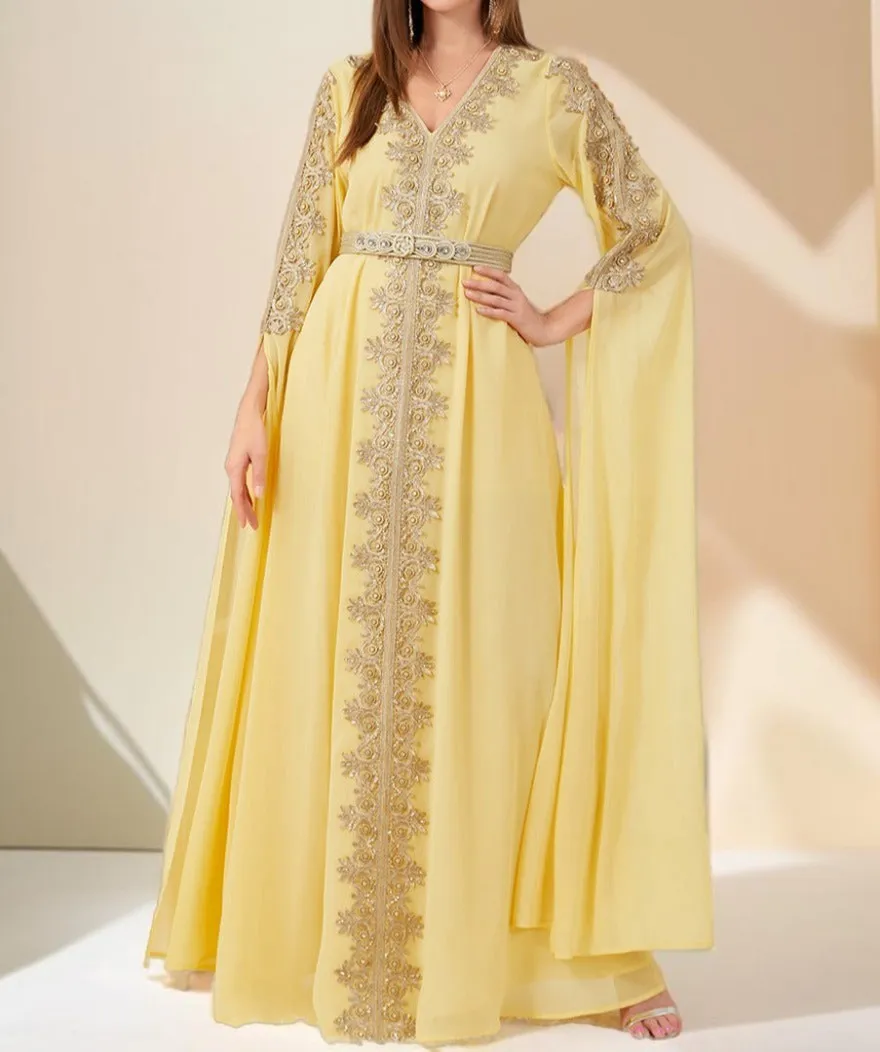 Dubai Style Kaftan with Detachable Belt