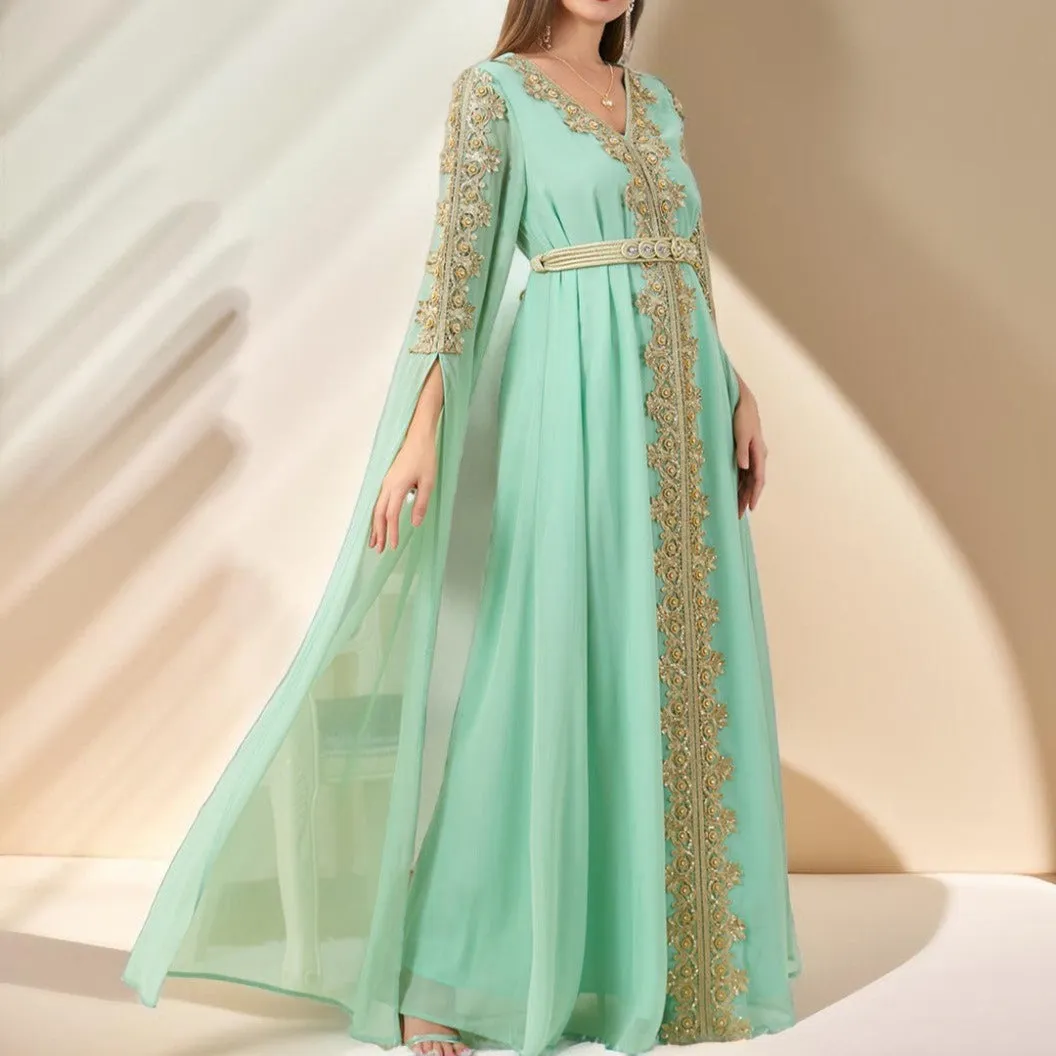 Dubai Style Kaftan with Detachable Belt