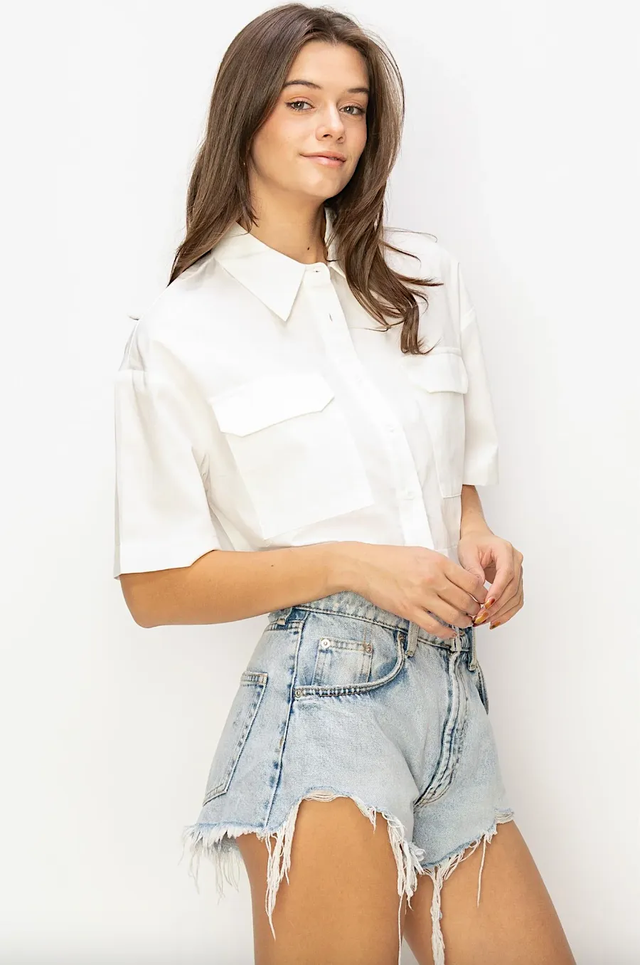 eden crop button up