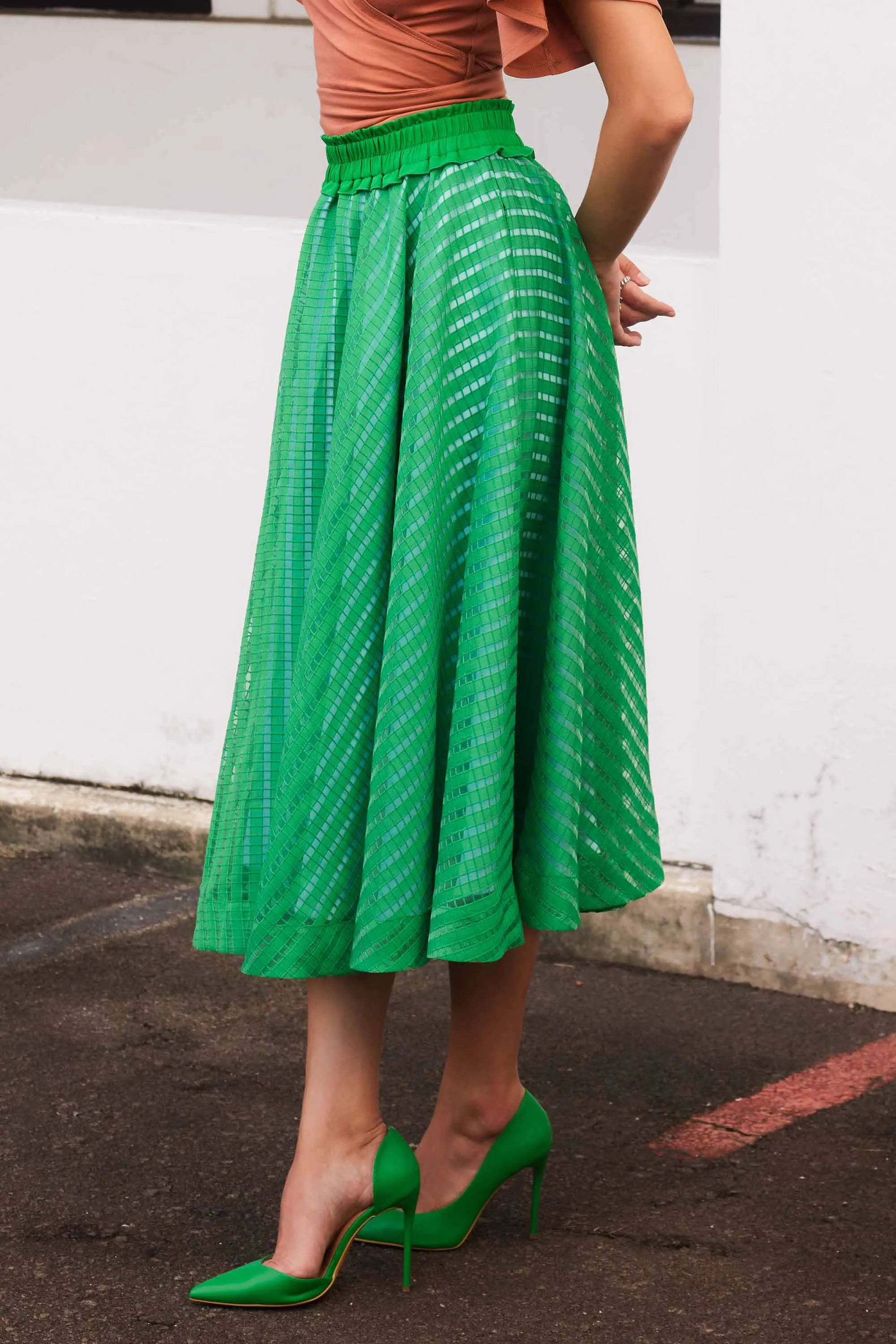 Elastic Full Circle Skirt (Green)