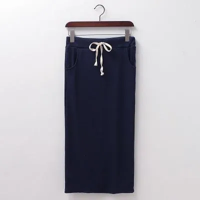 Elastic high waist sexy drawstring thread Screw Slit Skirts