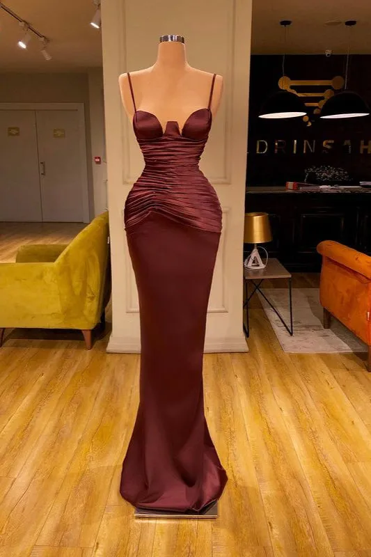 Elegant Spaghetti-Straps Mermaid Evening Party Gowns Long Prom Dresses