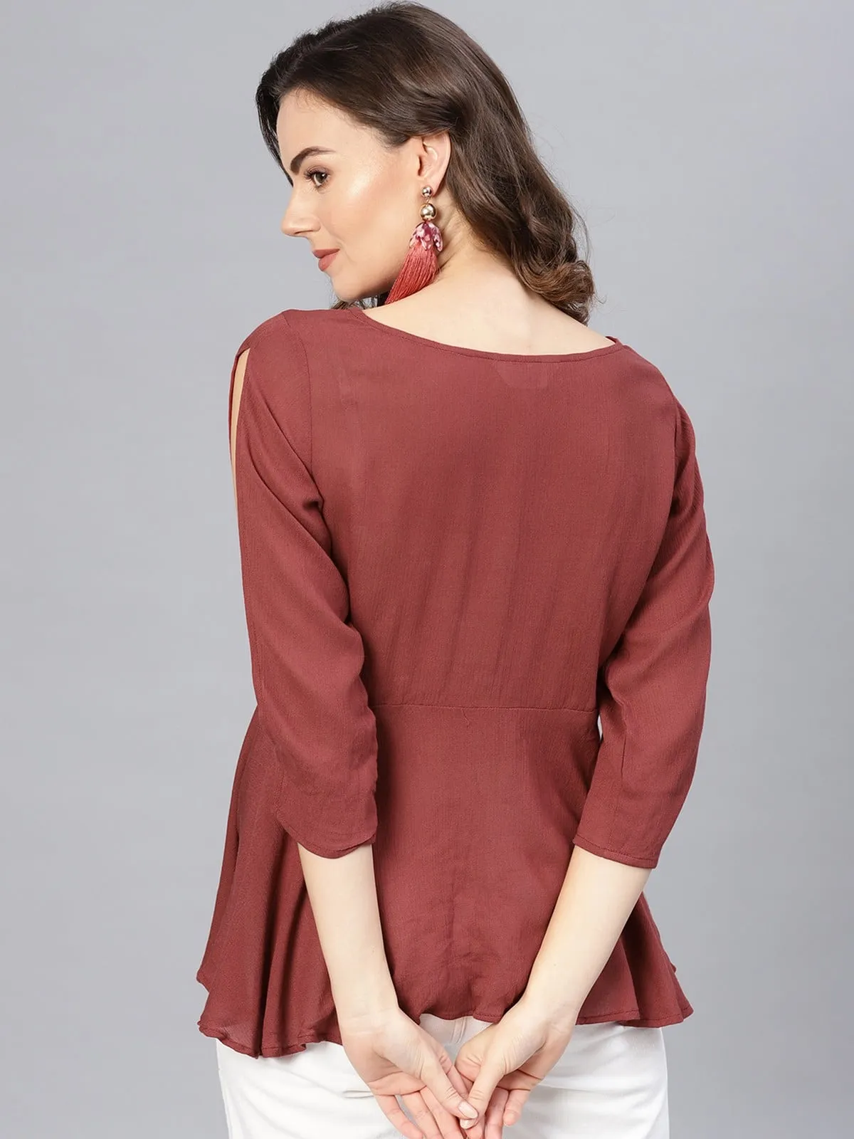 Embroidered Peplum Top