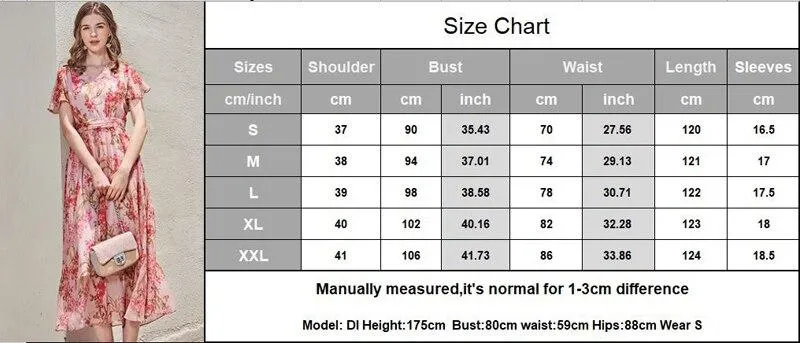 FashionSierra - Sexy V Neck Short Flare Sleeves Printed Ruched Fashion Mid Calf Casual Dresses