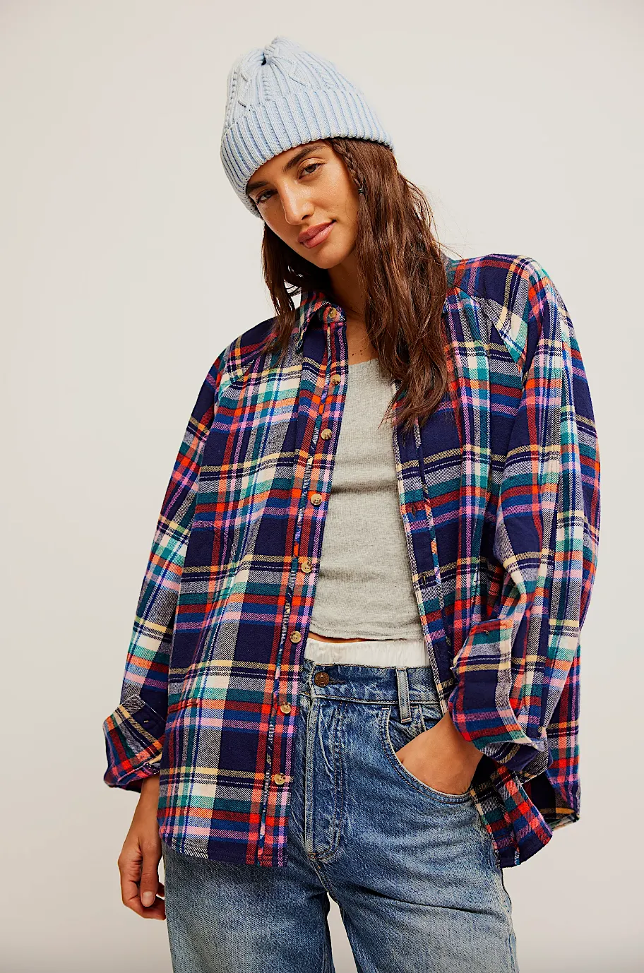 fp girl meets boy plaid shirt