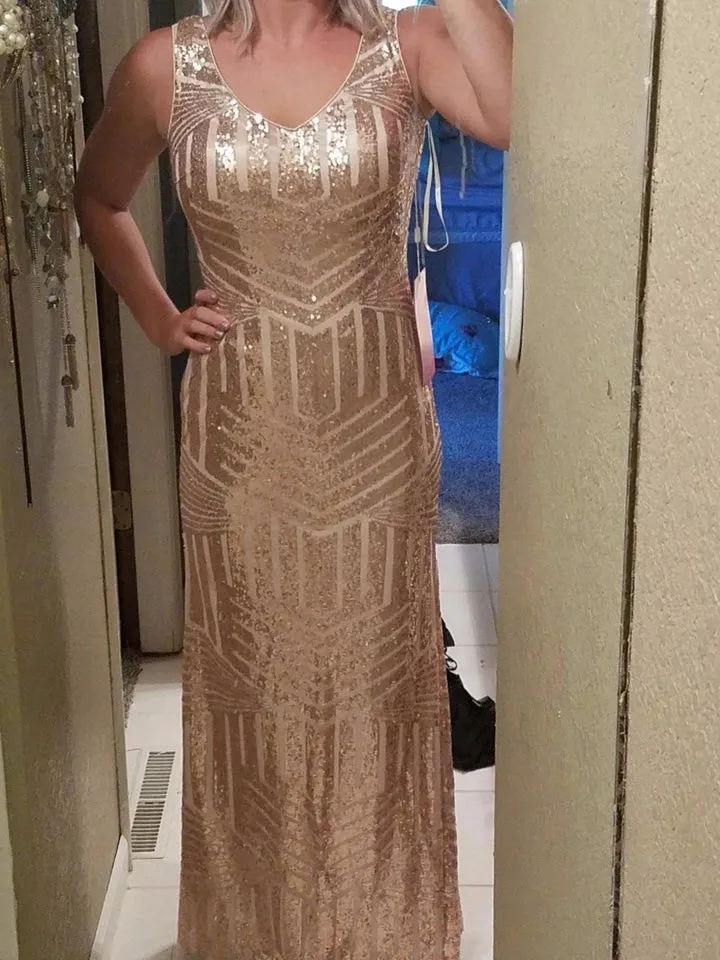 G86, Rose Gold Mermaid Cocktail Gown, Size (XS-30 to L-36)