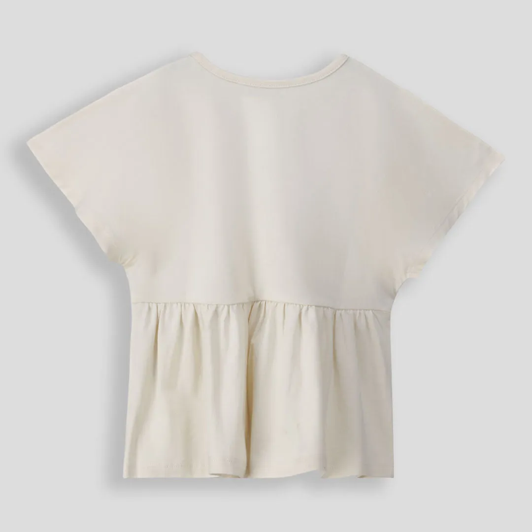 Girls Peplum Tee _ 155113 _ Stone