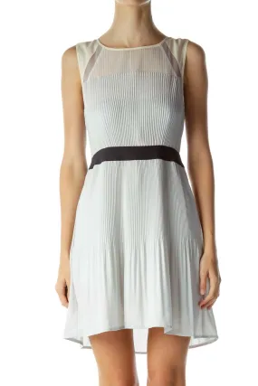 Gray Pleated Sheer Cocktail Dress