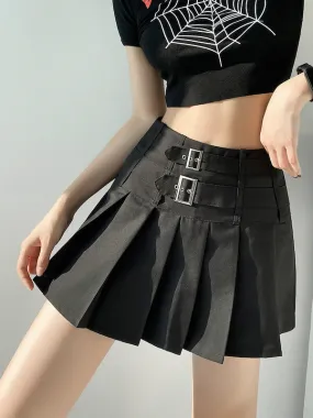 Grunge girl buckles skirt