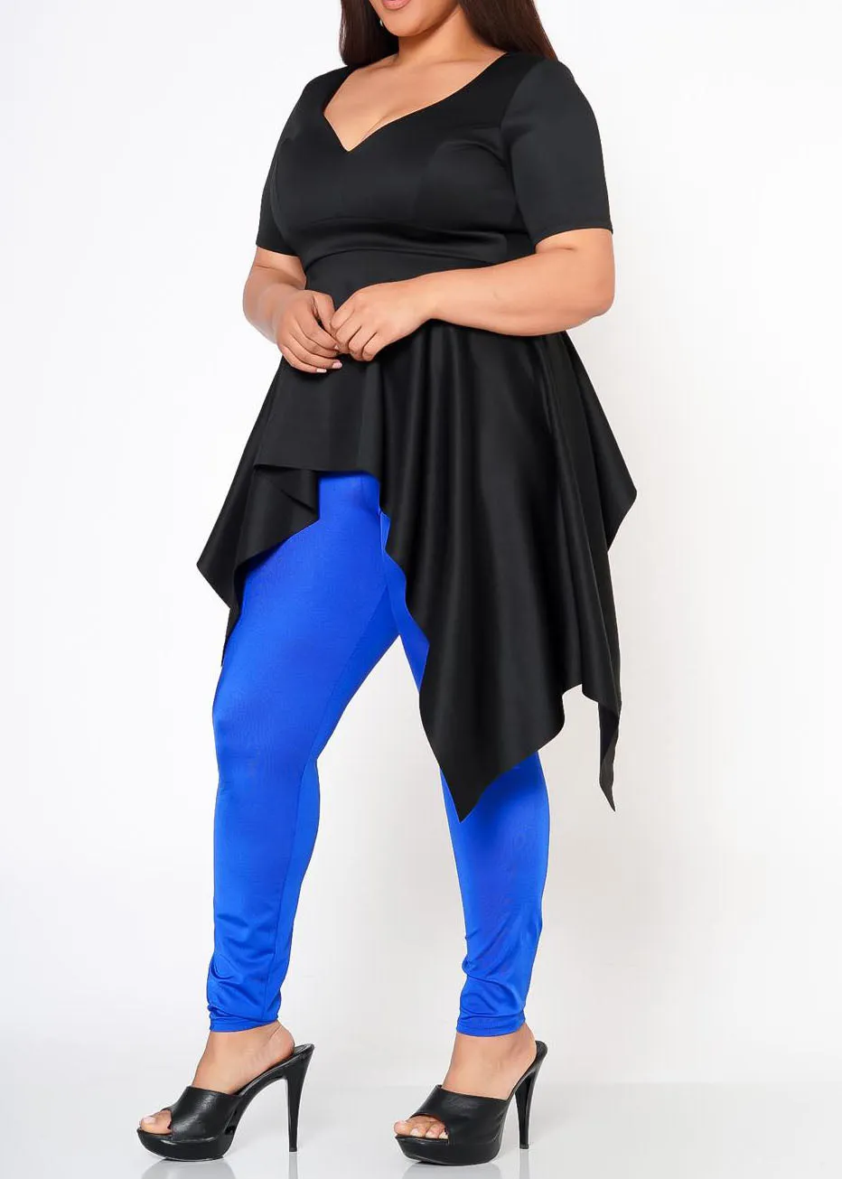 Hi Curvy Plus Size Asymmetric Peplum Top